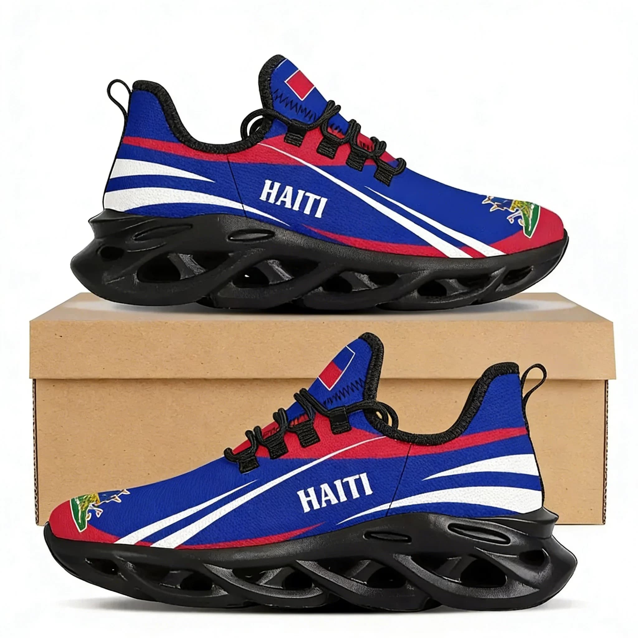 Nuove Scarpe Sportive Unisex con Design della Bandiera di Haiti, Sneakers da Corsa Outdoor in Mesh Traspirante, Scarpe da Ginnastica Atletiche da Uomo