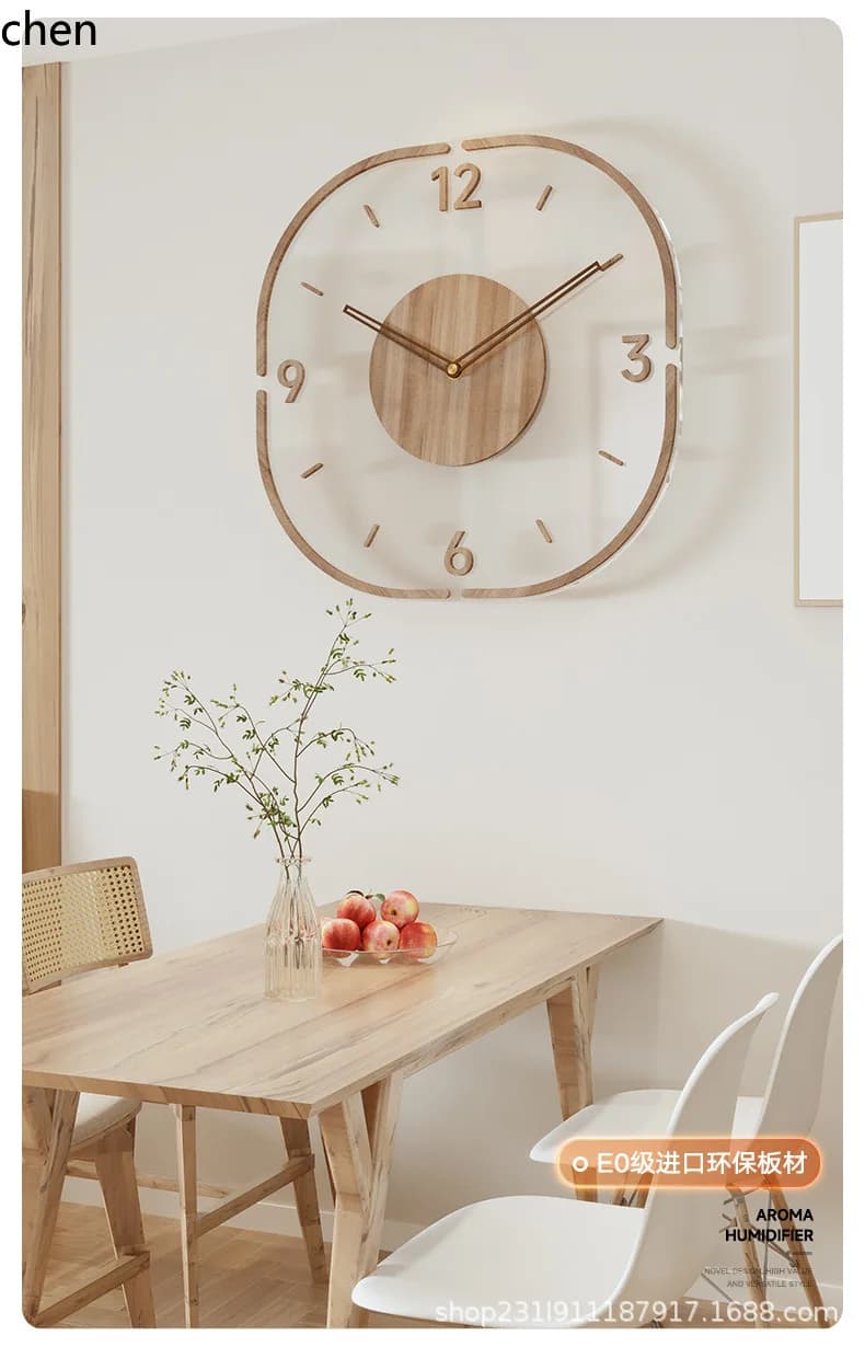 Orologio decorativo Zml per soggiorno e camera da letto - orologio da parete creativo con cornice in legno trasparente - movimento silenzioso