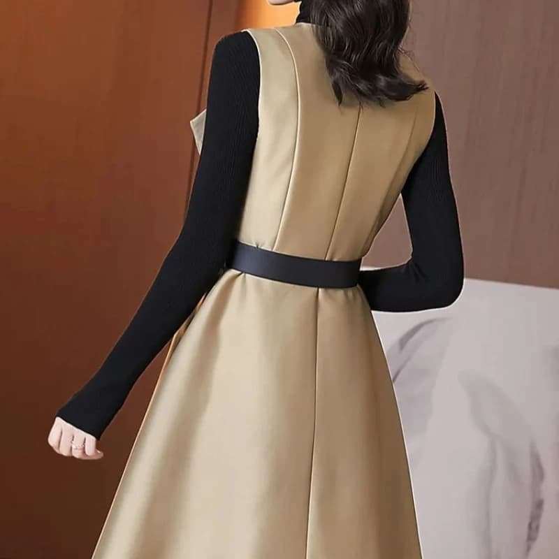 Dresses for Women Knitted Woman Long Sleeve Dress A Line Korean Style Xxl Hot One Pieces High Quality Luxury Y2k Clothes Outfits