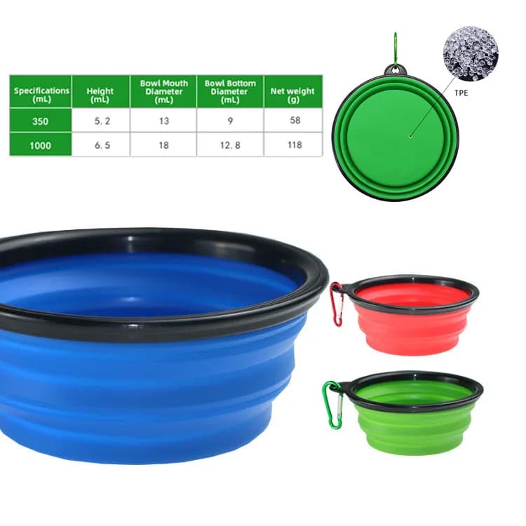 Ciotola per animali domestici cani gatti 350ML/1000ML contenitore per acqua per alimenti pieghevole portatile per viaggi all'aperto ciotole per l'alimentazione portatile prodotti per animali domestici