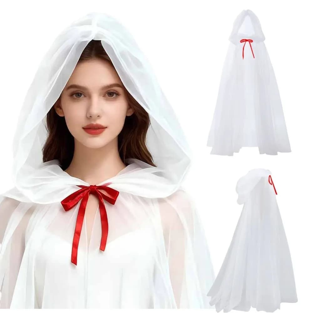 Mantello con Cappuccio Rosso Cappuccetto Rosso in Poliestere 150cm/59in, Costume da Strega e Mago per Giochi di Ruolo, Mantello in Velluto per Cosplay, per Bambini/Adulti