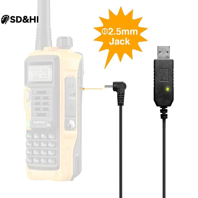 Cavo di ricarica USB per walkie-talkie UV-5R UV5R UV-82 3800mAh UV-S9 Plus AR-152 Radio ricetrasmittente bidirezionale