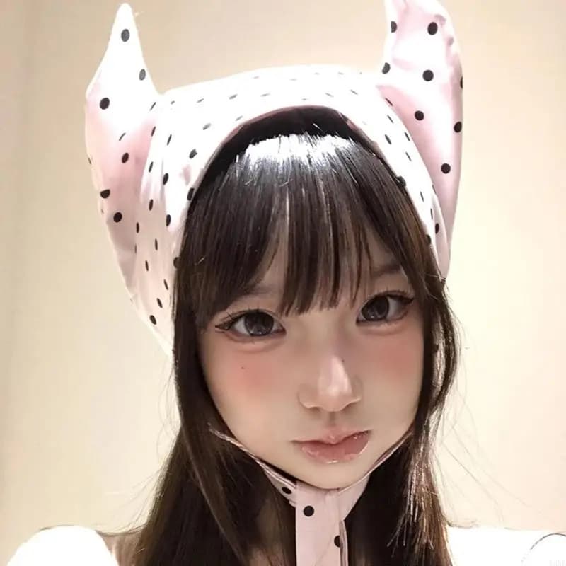 Y3NE 2000s Dotted Brimless Hat Breathable Devil Horns Pullover Hat For Outdoor Indoor