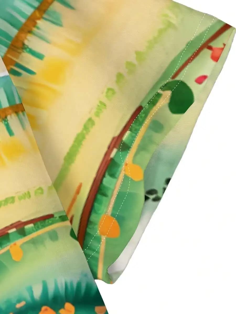 Abito da donna a maniche corte con scollo rotondo, stampa digitale, abito estivo casual