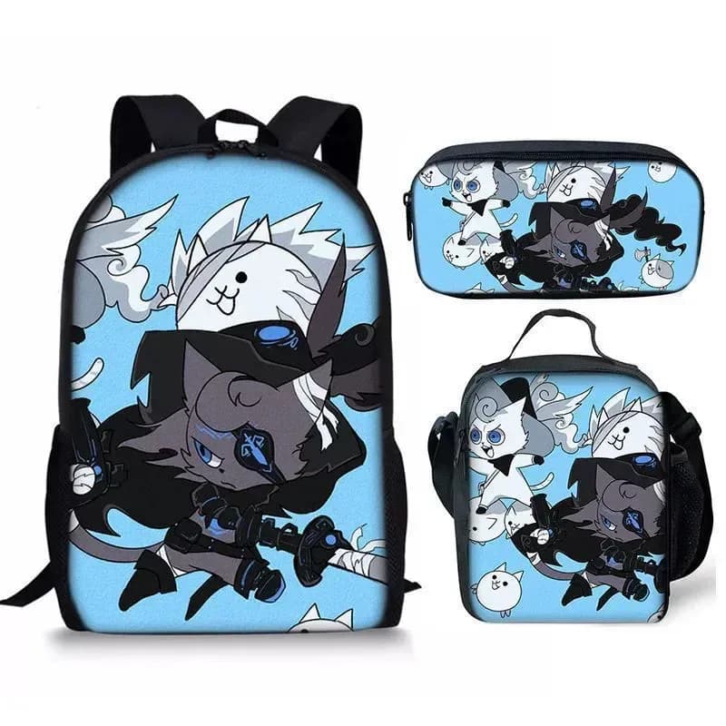 25COSThe Game Battle Cats Zaino Zaino per il pranzo Astuccio per matite Set per bambini Studenti