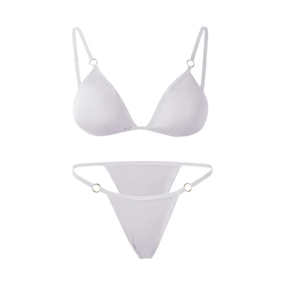 Low Waist Woman Girl Sexy Sling Backless Metal Buckle Two Piece Swimsuit Bikini Set Split Swimwear
