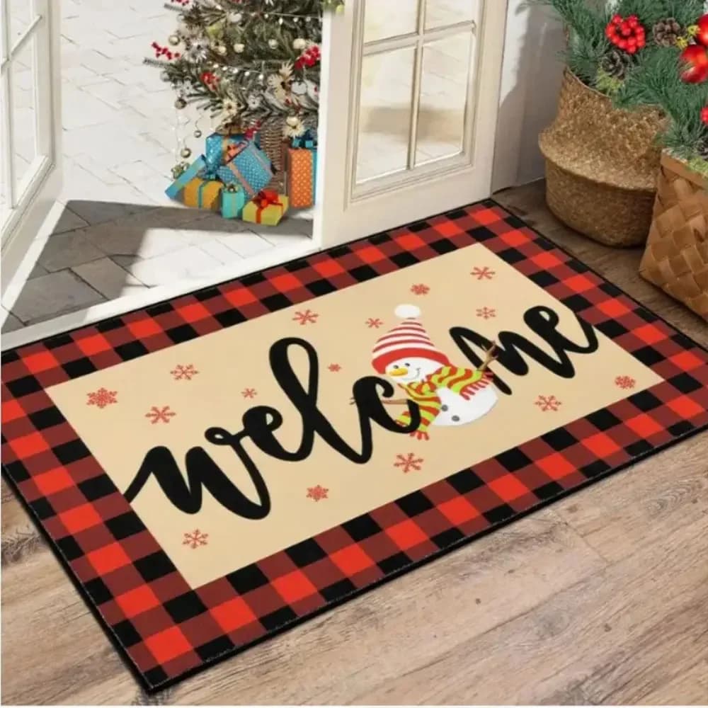 1 tappetino natalizio per porta di benvenuto nano di Natale, omino di pan di zenzero, regalo di Natale, perfetto per la porta della casa e della decorazione natalizia
