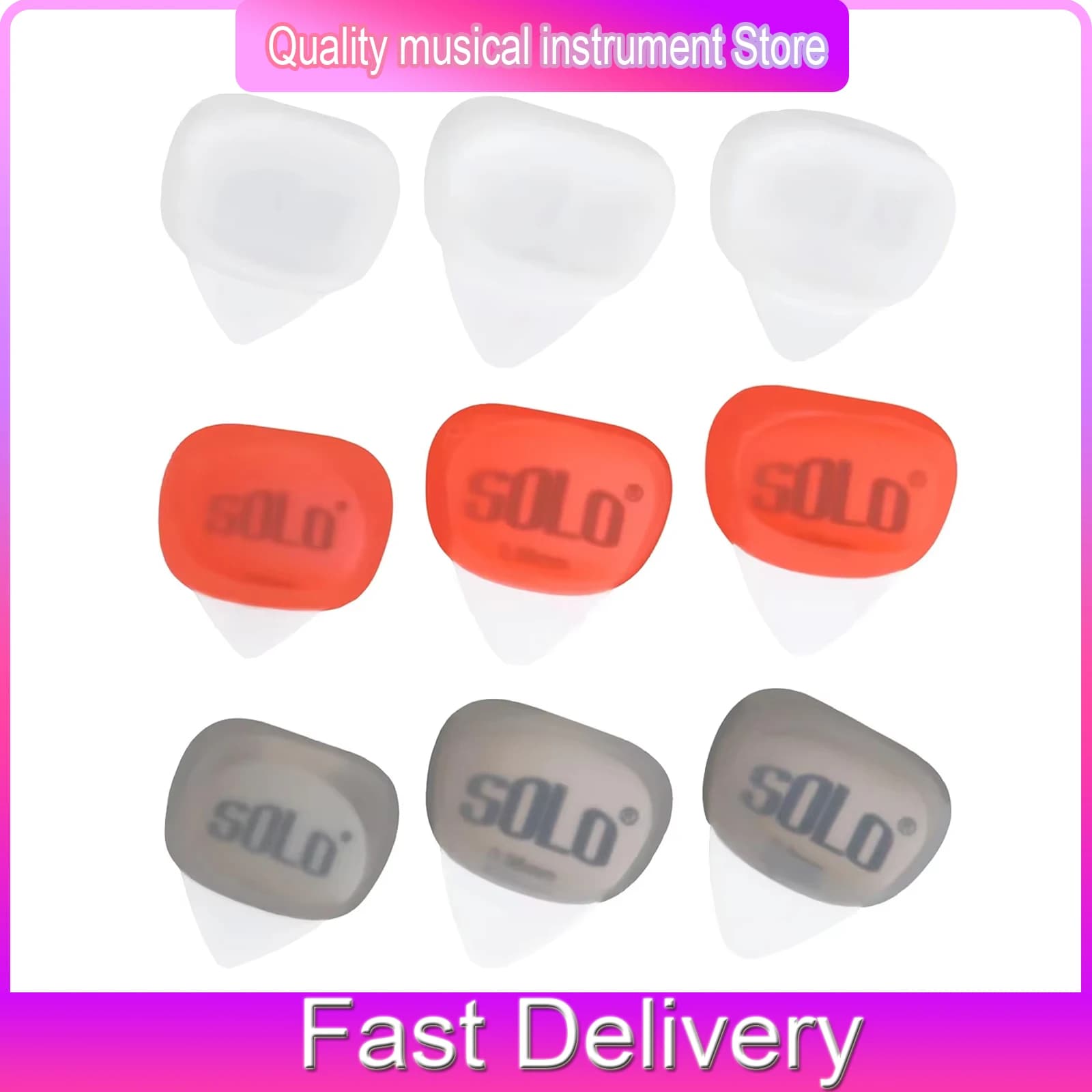 SOLO 10 Pezzi Plettri per Chitarra in Silicone a Forma di Mano, 3 Pezzi Comfort, Adatti per Principianti, Parti Strumentali per Chitarra Durevoli
