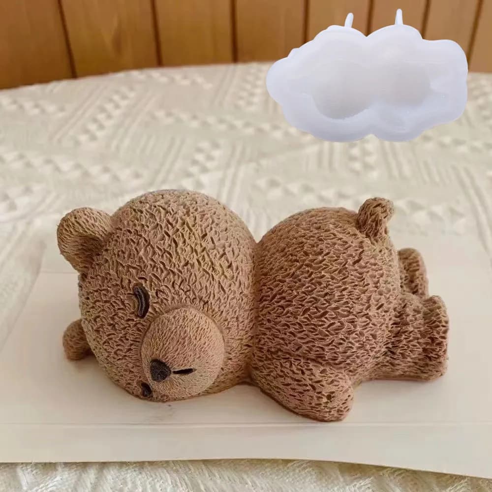 Stampo per dolci a forma di orso addormentato, stampo in silicone per mousse e budino, strumento da forno per candele fai da te, per uso alimentare