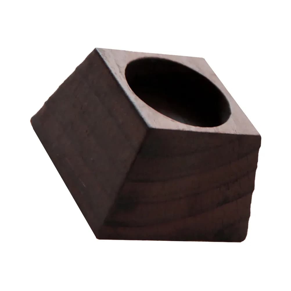 Portacandele Trapezoidale in Legno Nero, Supporto Rustico in Stile Fattoria per Decorazione da Tavola, Cena Romantica
