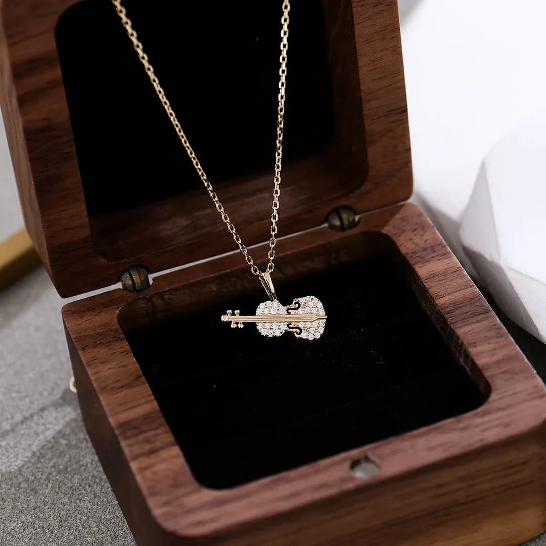 Collana con ciondolo violino provenzale 10KGold DE/VS Lab Diamanti Abito da sera di lusso Strumento Collana da sposa Personalizzato Personalizzato