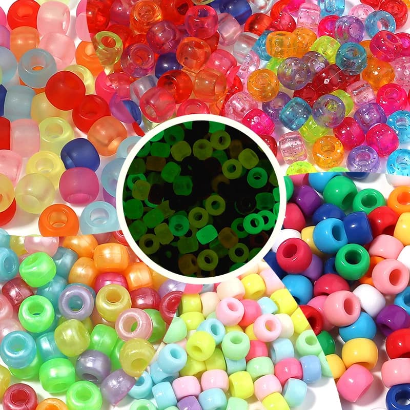200 pz/lotto 6X9mm Glitter Perline Acriliche Foro Grande Pony Perline Per Capelli Del Distanziatore per la Produzione di Gioielli FAI DA TE Collana Del Braccialetto mestiere