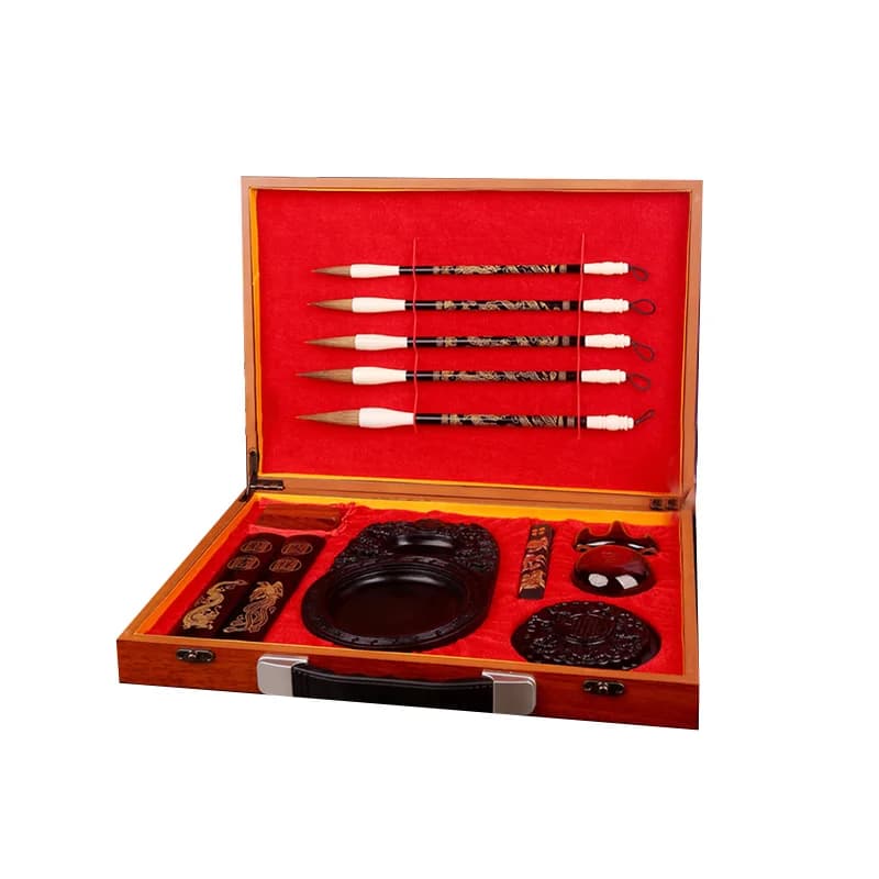 Study Four Treasures Brush Set Pen, Ink, Paper and Inkstone Special for Calligraphy Pen and Inkstone Boutique Professional Full