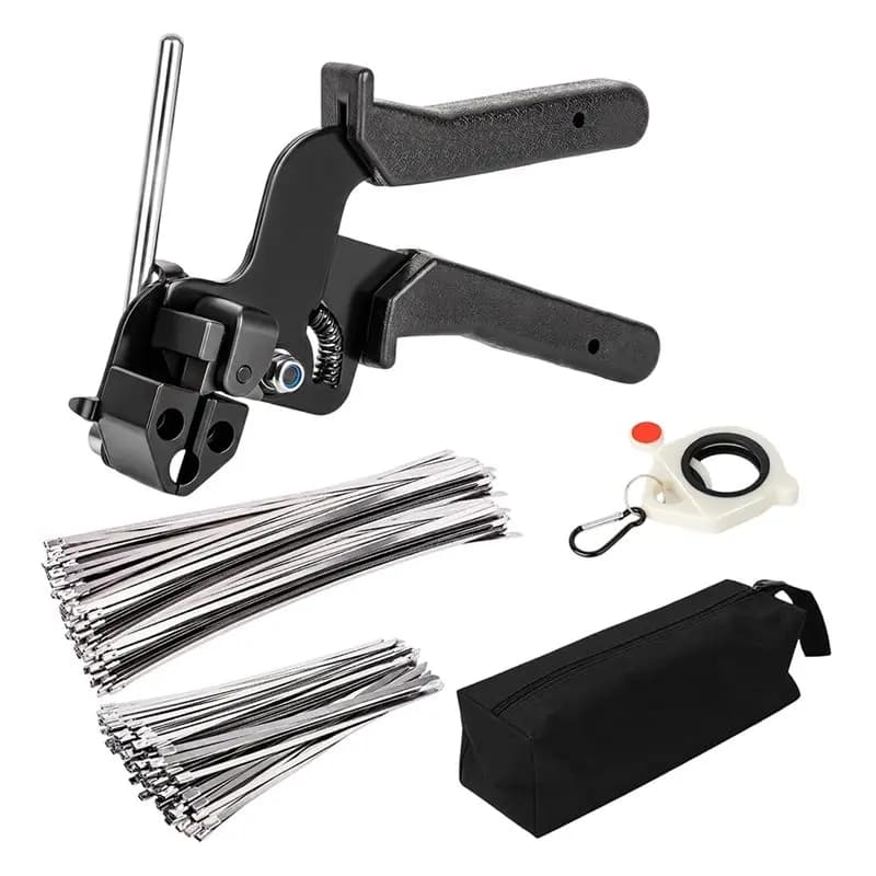 VEHO-Black Heavy Duty Self-Locking Tool Kit- Metal Zip Ties Plier Set With 200Pcs Stainless Steel Cable Ties