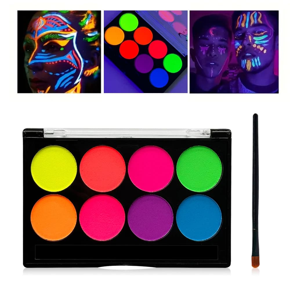 8 colori bagliore fluorescente al neon olio viso body art vernice bagliore UV pittura a olio festa di Halloween vestito operato bellezza trucco cosmetici