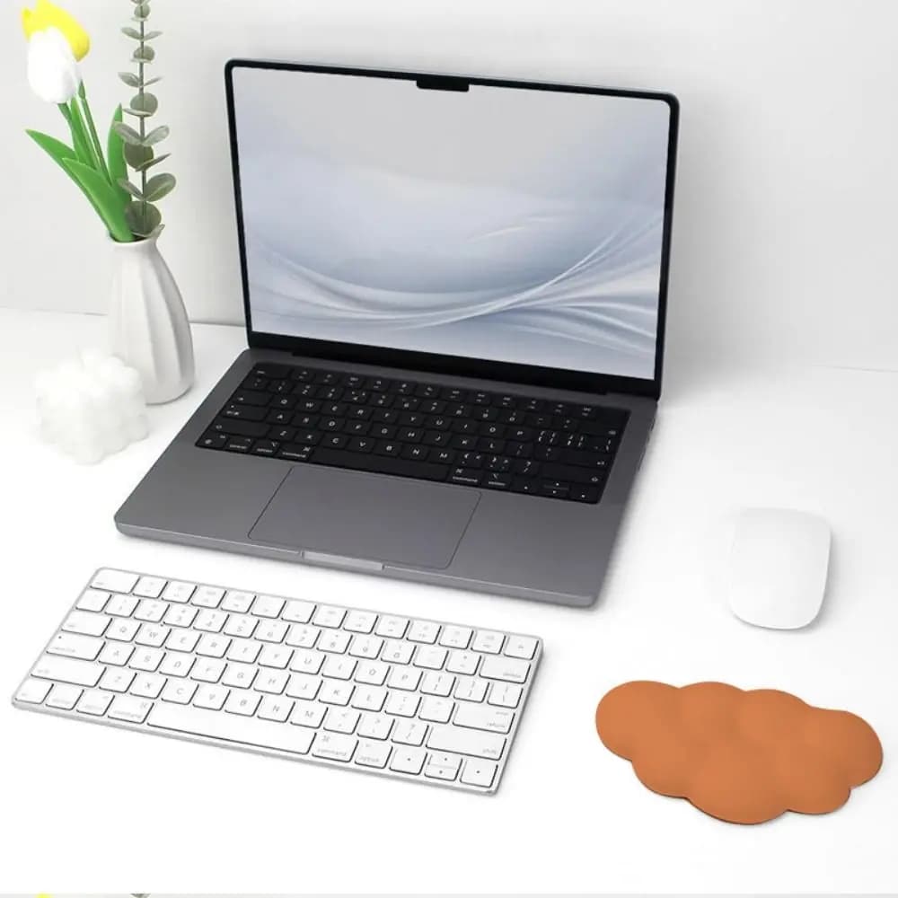 Poggiapolsi per Tastiera a Forma di Nuvola Morbida, Tappetino Mouse Comfort in Memory Foam, Cuscino per Mani in Pelle PU 3D per Gamer