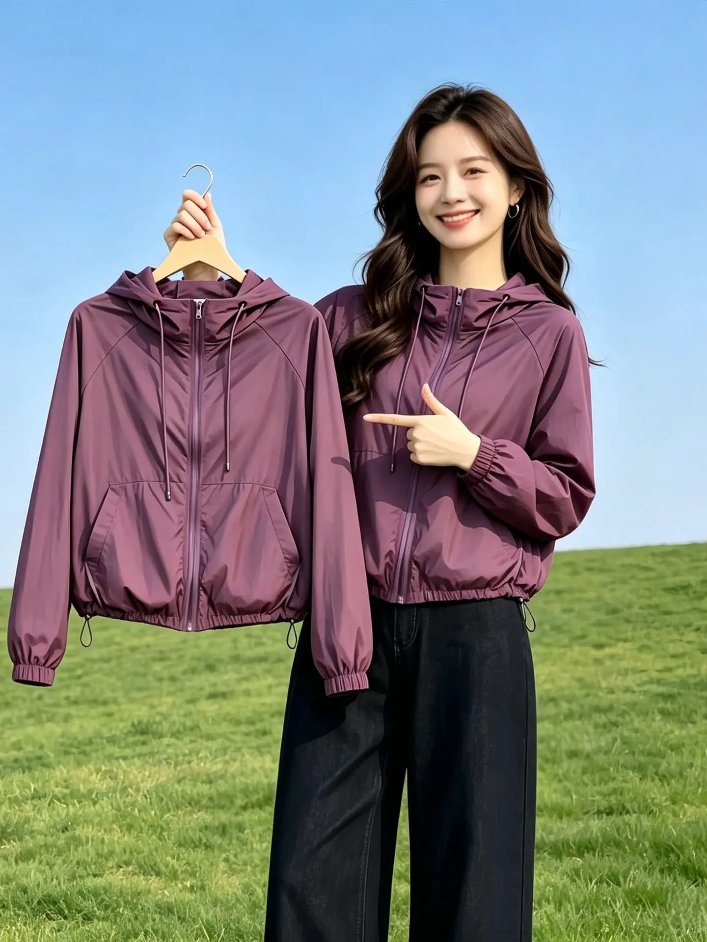 Giacca Estiva da Donna con Cappuccio, Leggera e Traspirante, Protezione Solare, Nuovo Stile Casual, Top Corto Modellante