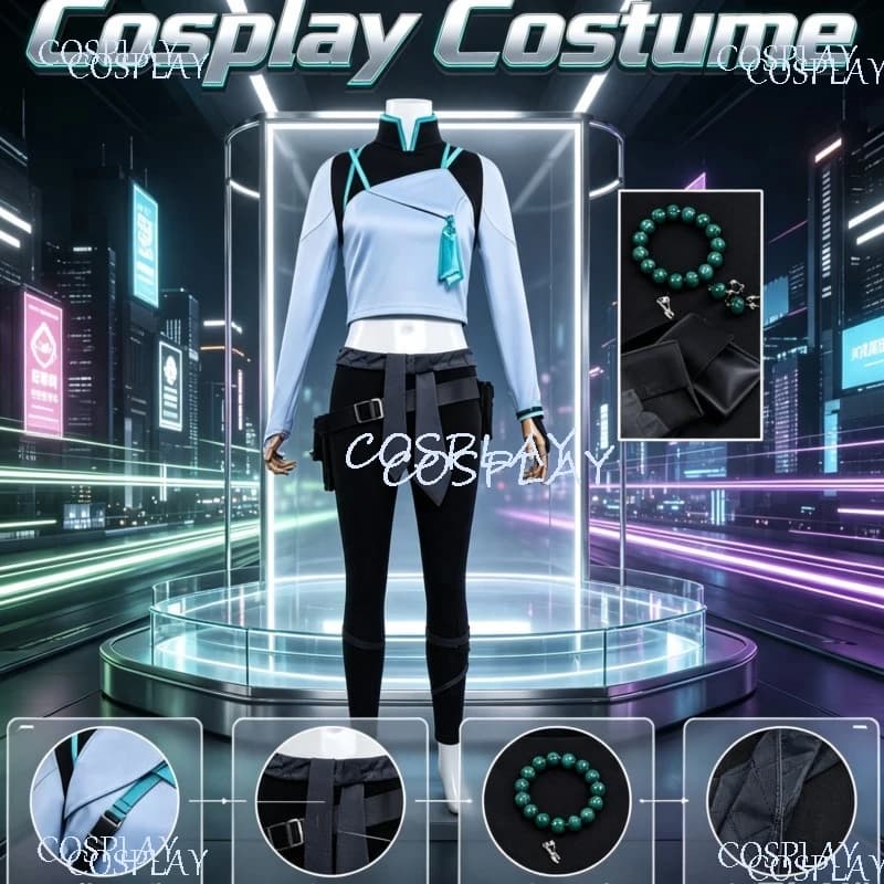 New Cg Outfit Chinese Styles Costume Crop Top Punk Pants Anime Game VALORANT Cosplay Sage Bag Earring Bracelet Ring Halloween