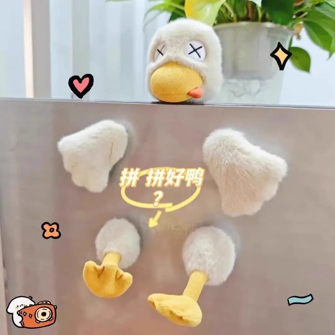Giocattolo di peluche a forma di anatra magnetica smontabile, anatra salata, qualsiasi magnete da frigorifero e coltello da cucina giocattolo simulato in omaggio