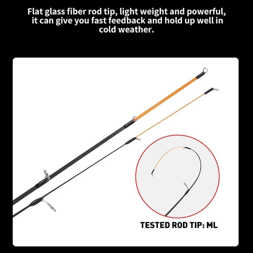 Canna da pesca sul ghiaccio invernale a 2 sezioni, lunghezza 52 cm, design ultraleggero, canna da pesca ultraleggera, tipo spinning, attrezzatura da pesca sul ghiaccio