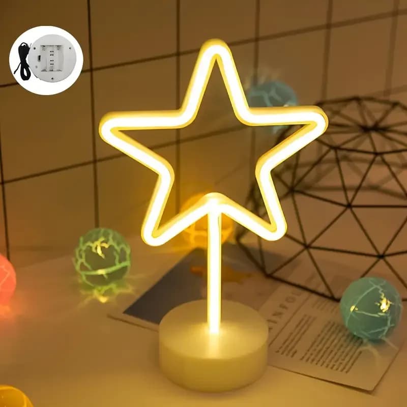 2025 Star Neon Light Sign LED Design Figura Luci USB e alimentate a batteria Decorazioni per la casa Luci notturne da tavolo