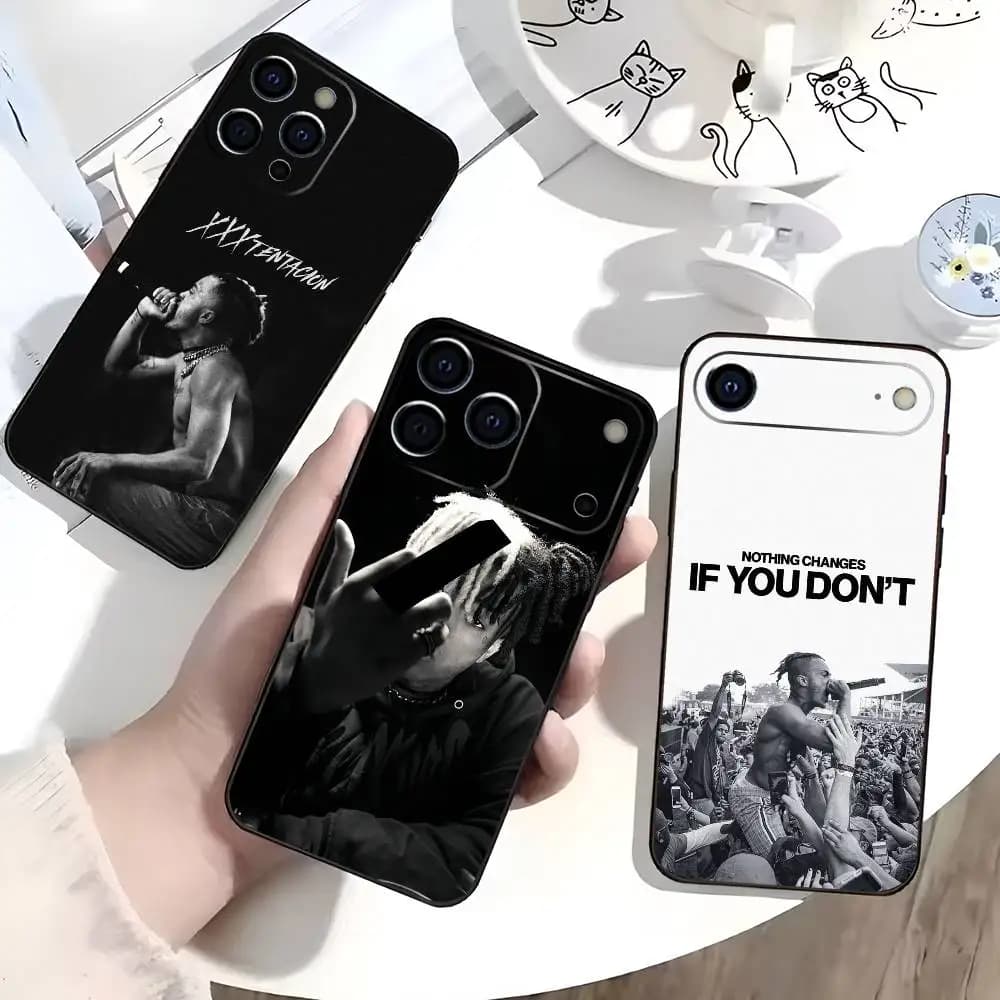 Rap x-xxxtentation Phone Case For IPhone 17,16,15,14,13,12,11,Plus,Pro,Max,Plus,XS,soft case Black silicone