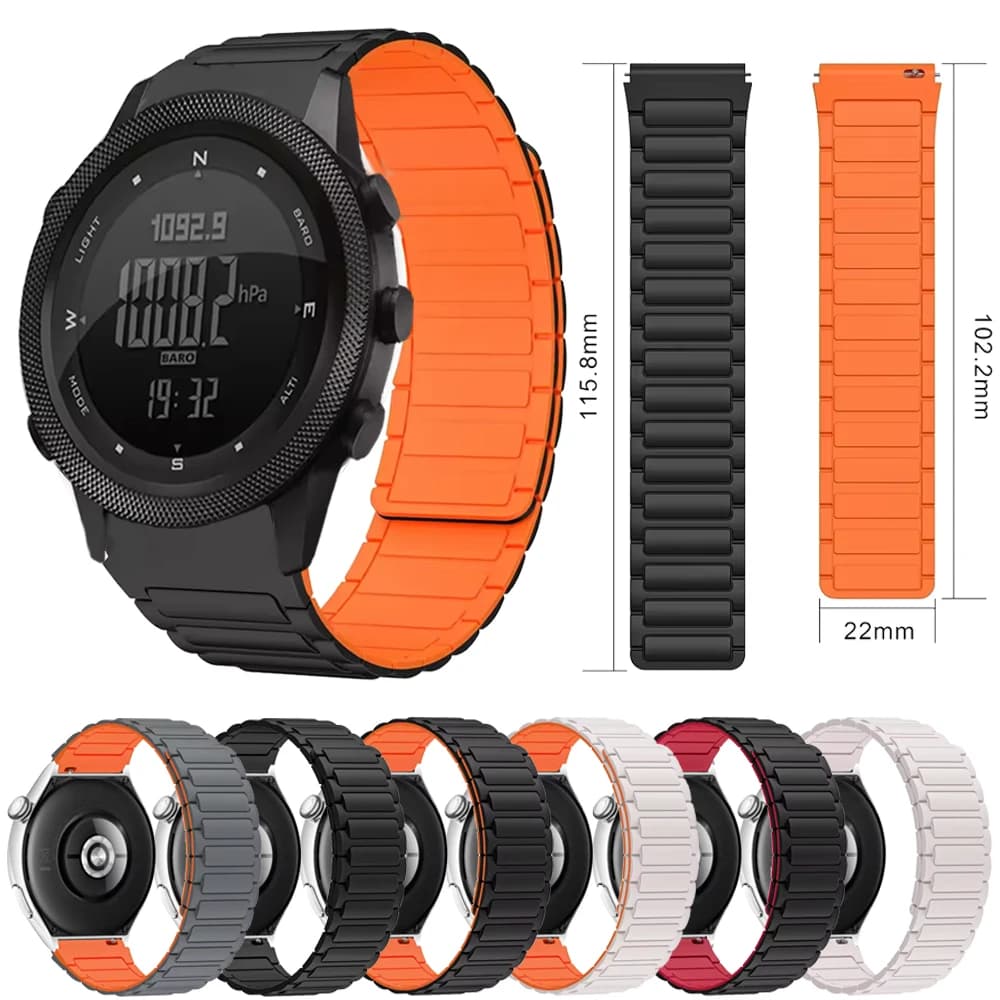 22 mm silicone magnetic band for NORTH EDGE APACHE-46 smartwatch Replace APACHE-46 bracelet accessory strap