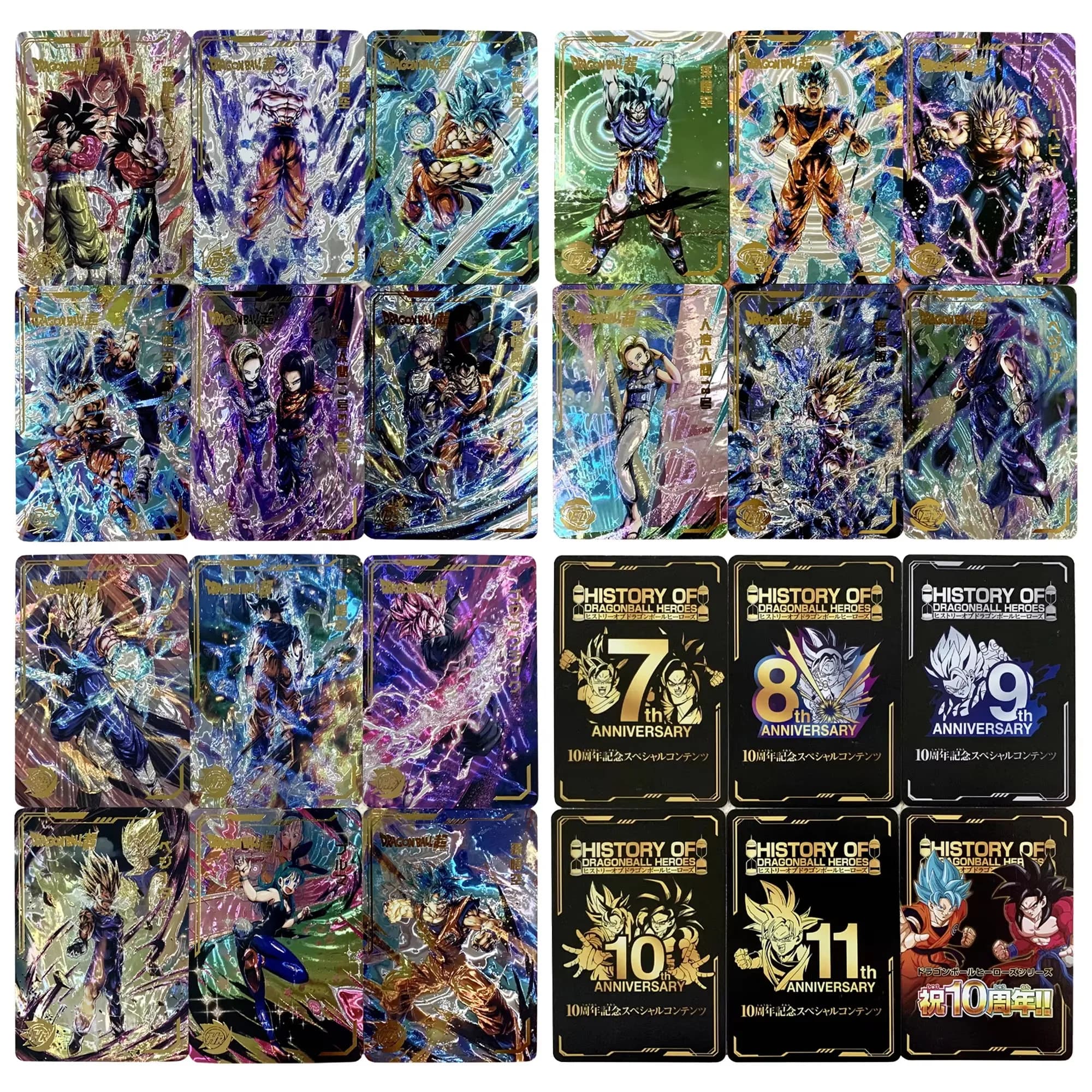 54 Pz/set Dragon Ball Super Saiyan Goku Vegeta Gohan Laser Oro Hot Flash Card Gioco Classico Anime Collezione di Carte Regalo Fai Da Te Giocattoli
