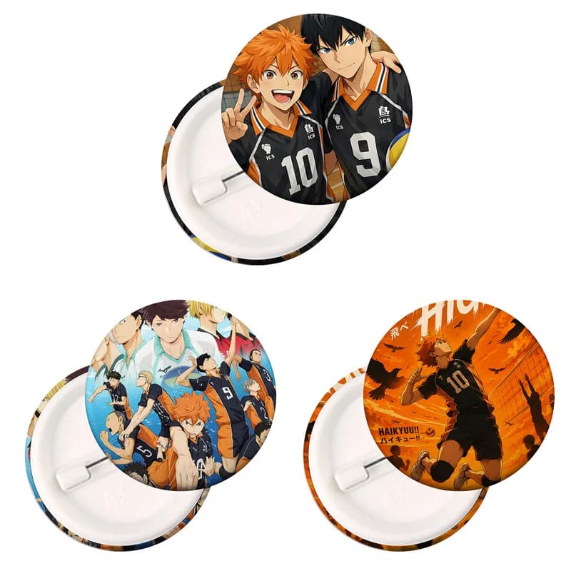 Haikyuu Anime Badge Cartoon Figure Emblem Volleyball Boys Plastic Brooches Pins for Backpack Clothes Accessories Exhibit Gift