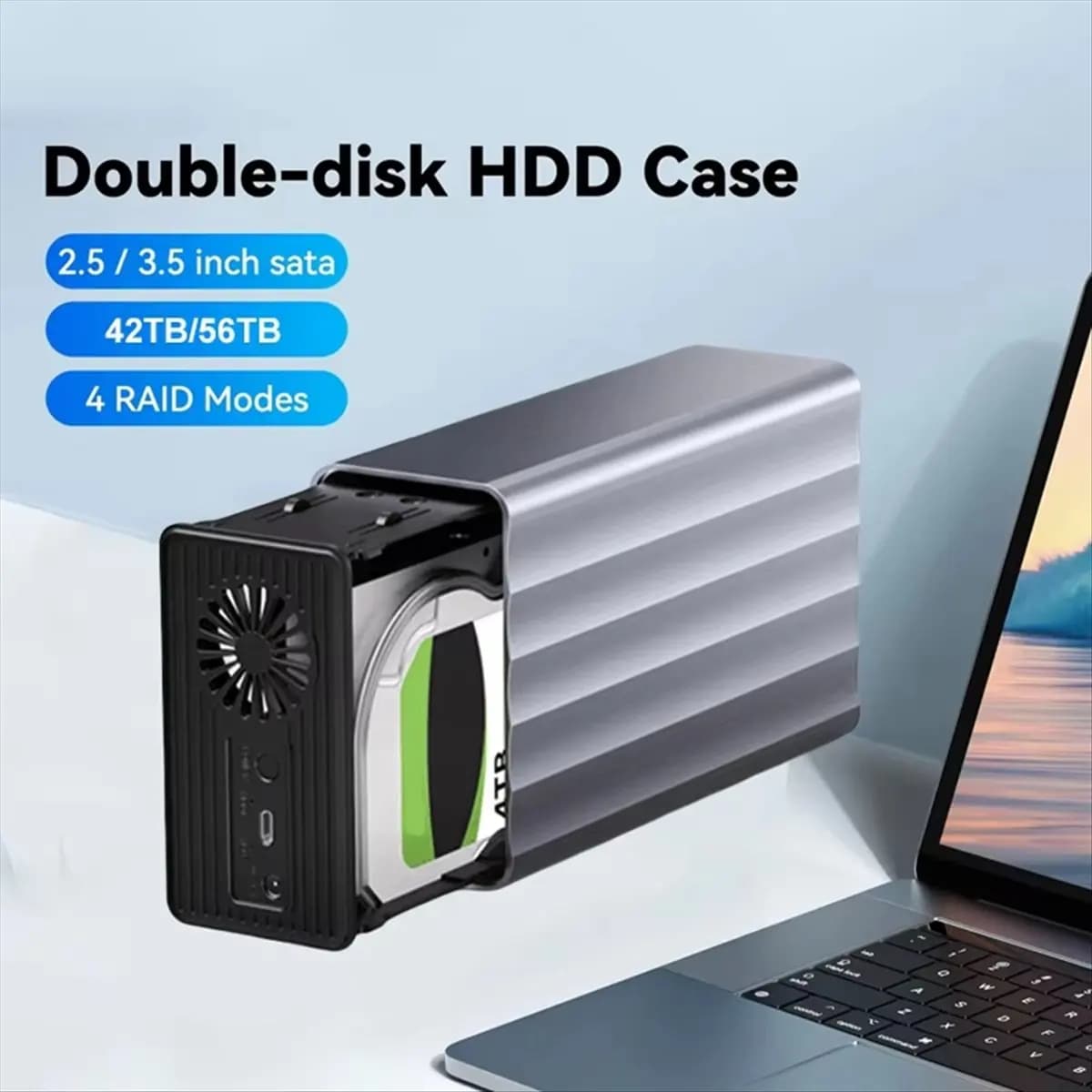 A40I Dual Bay HDD/SSD Case 2.5/3.5 Inch External Hard Drive Enclosure with Function for PC 42TB EU Plug