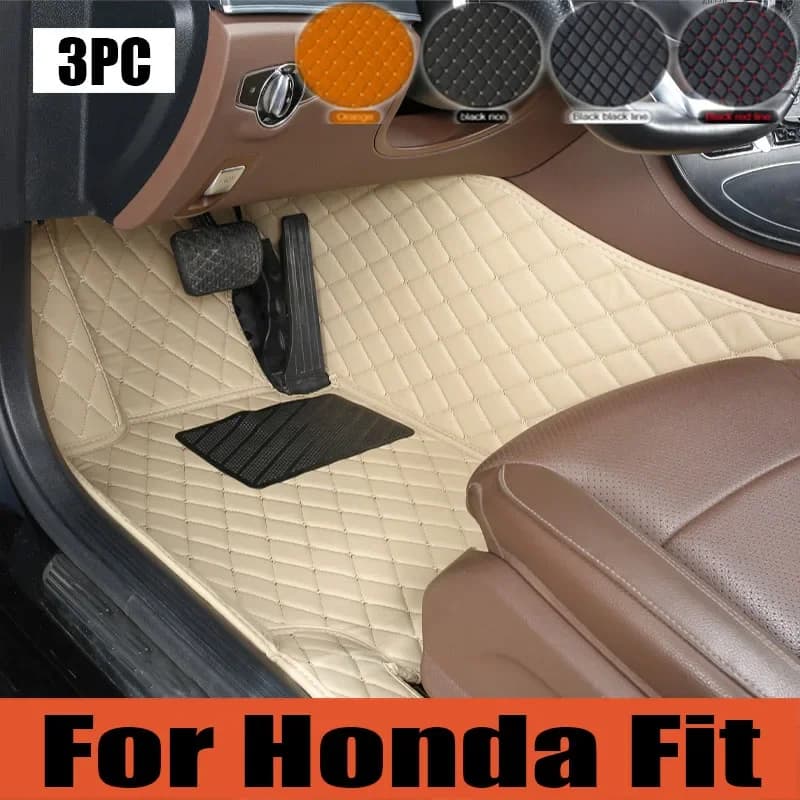 Carpets for Honda Fit Jazz GK3 4 5 6 7 2014 ~ 2020 Luxury leather Zerbino Carpet Interior Parts Car trunk GH7 GP5 6 053