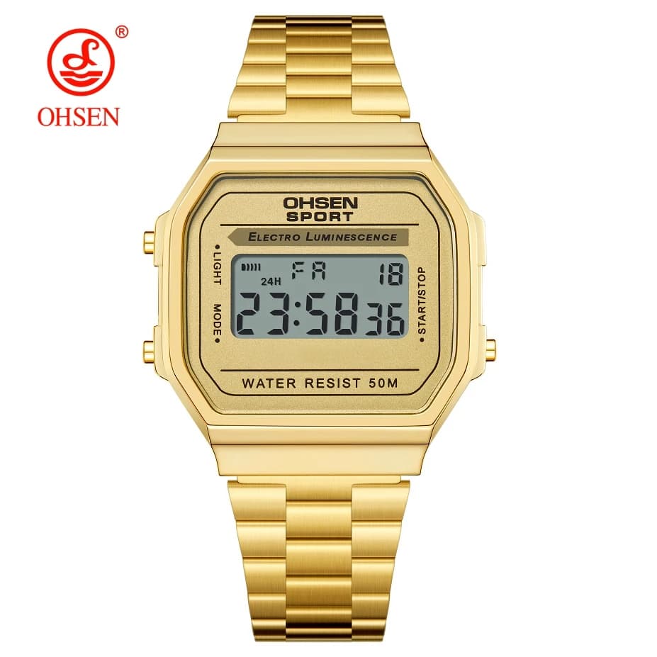 Women's Digital Watches Luxury Gold Sport Watch Reloj Mujer Electronic Stainless Steel Watch Gifts