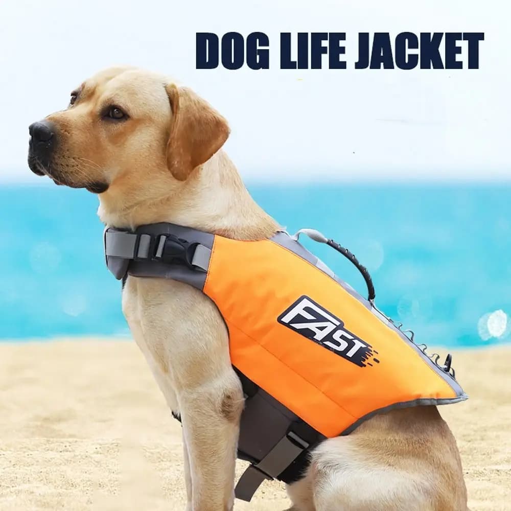 Adjustable Pet Swimming Life Jacket Reflective Super Buoyancy Dog Safety Vest Polyester Pet Clothes For Medium Large Dog