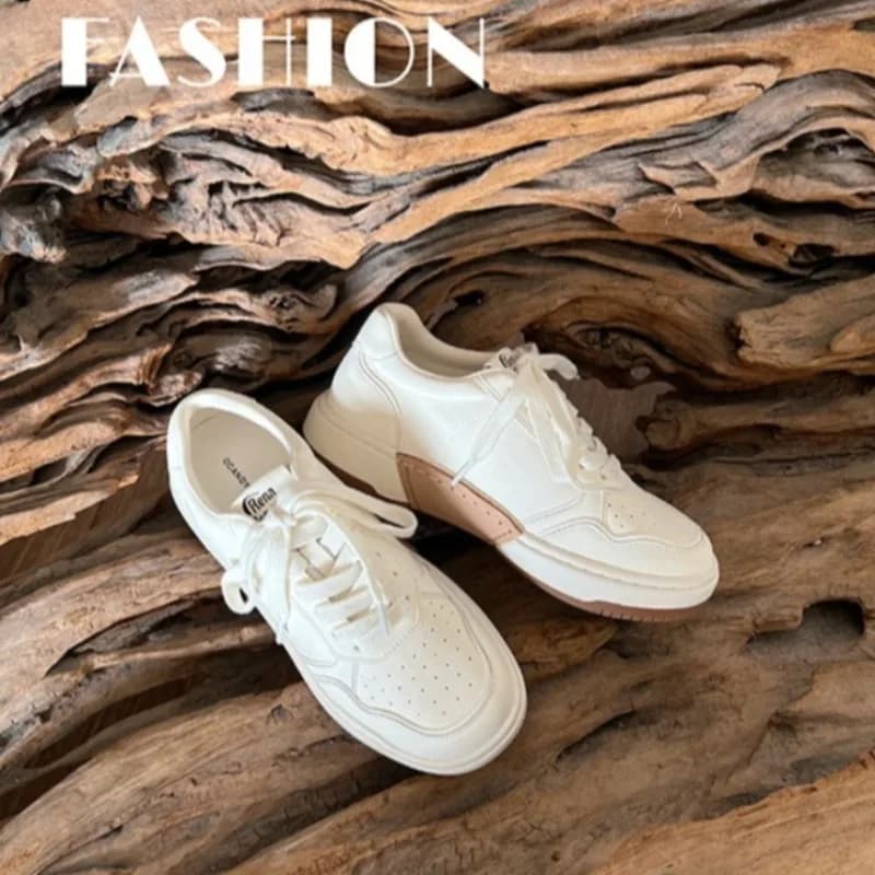 Nuove Scarpe da Donna alla Moda in Vera Pelle, Sneakers Casual Classiche con Punta Rotonda e Suola Spessa, Scarpe Firmate Zapatos Mujer