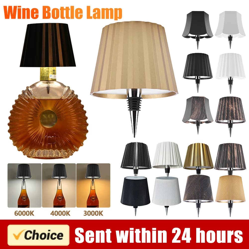 Lampada da tavolo Wireless a LED per bottiglia di vino lampada da tavolo da pranzo ricaricabile USB a 3 colori infinitamente dimmerabile lampada per bevande Top touch