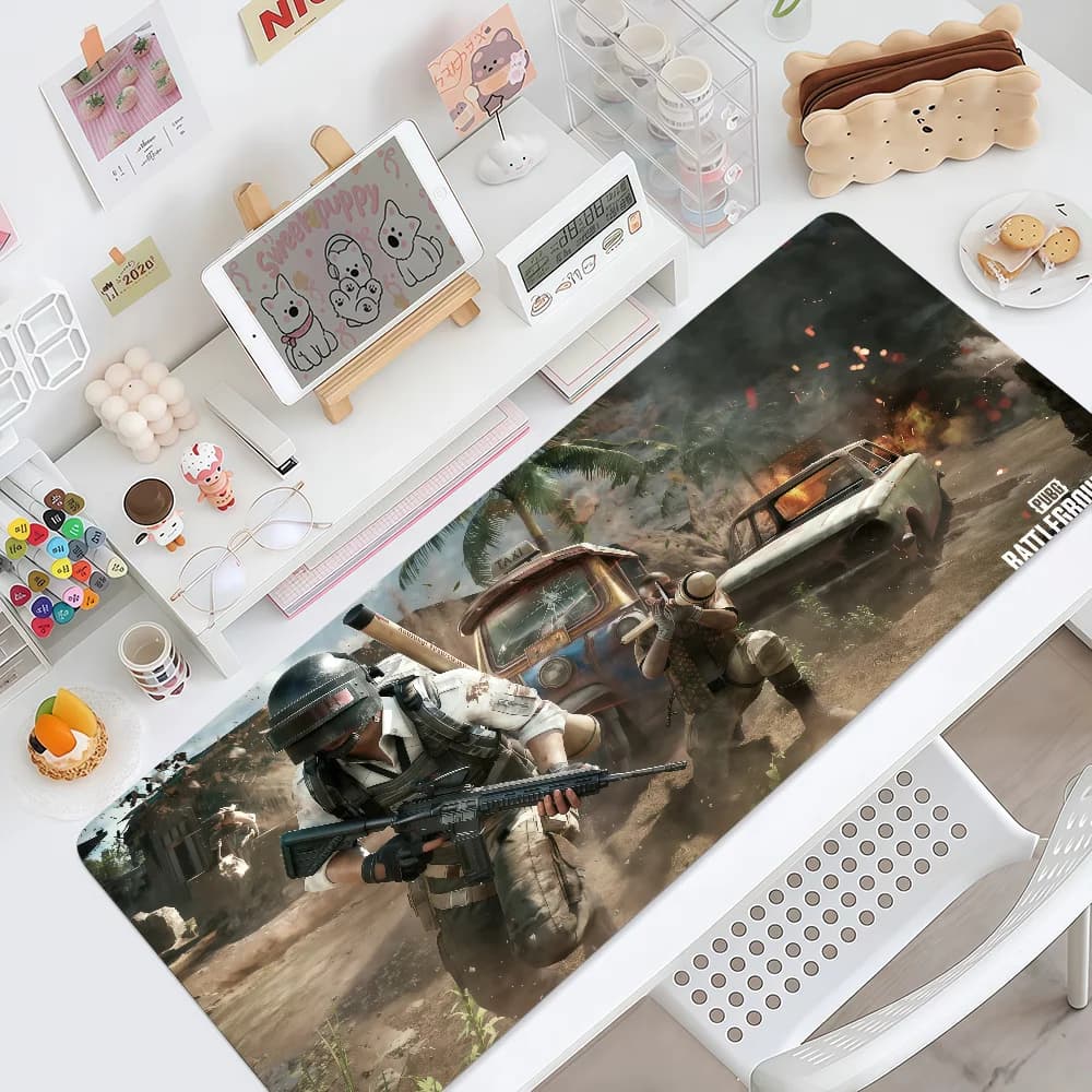 Tappetino per Mouse Antiscivolo con Bordo Cucito, per Ufficio, Gaming PUBG, Studenti, Battaglie, Spesso, Grande, per Scrivere e Giocare