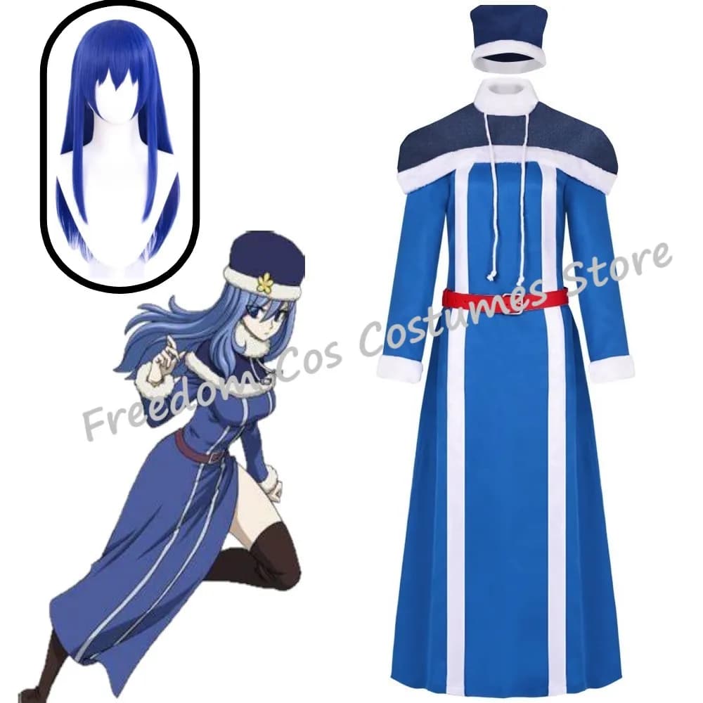 Anime Fairy Tail 100 Years Quest Juvia Lockser Costume Cosplay Wig Uniform Dress Skiing Hat Halloween Carnival party for women