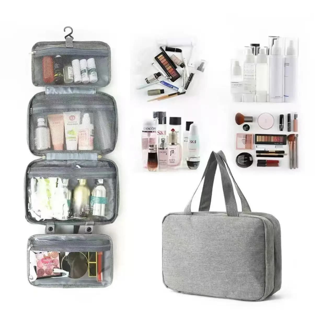 Borsa da viaggio sospesa per articoli da toeletta, impermeabile, per cosmetici, da bagno, per accessori e asciugamani, con scomparto separato per oggetti bagnati e asciutti