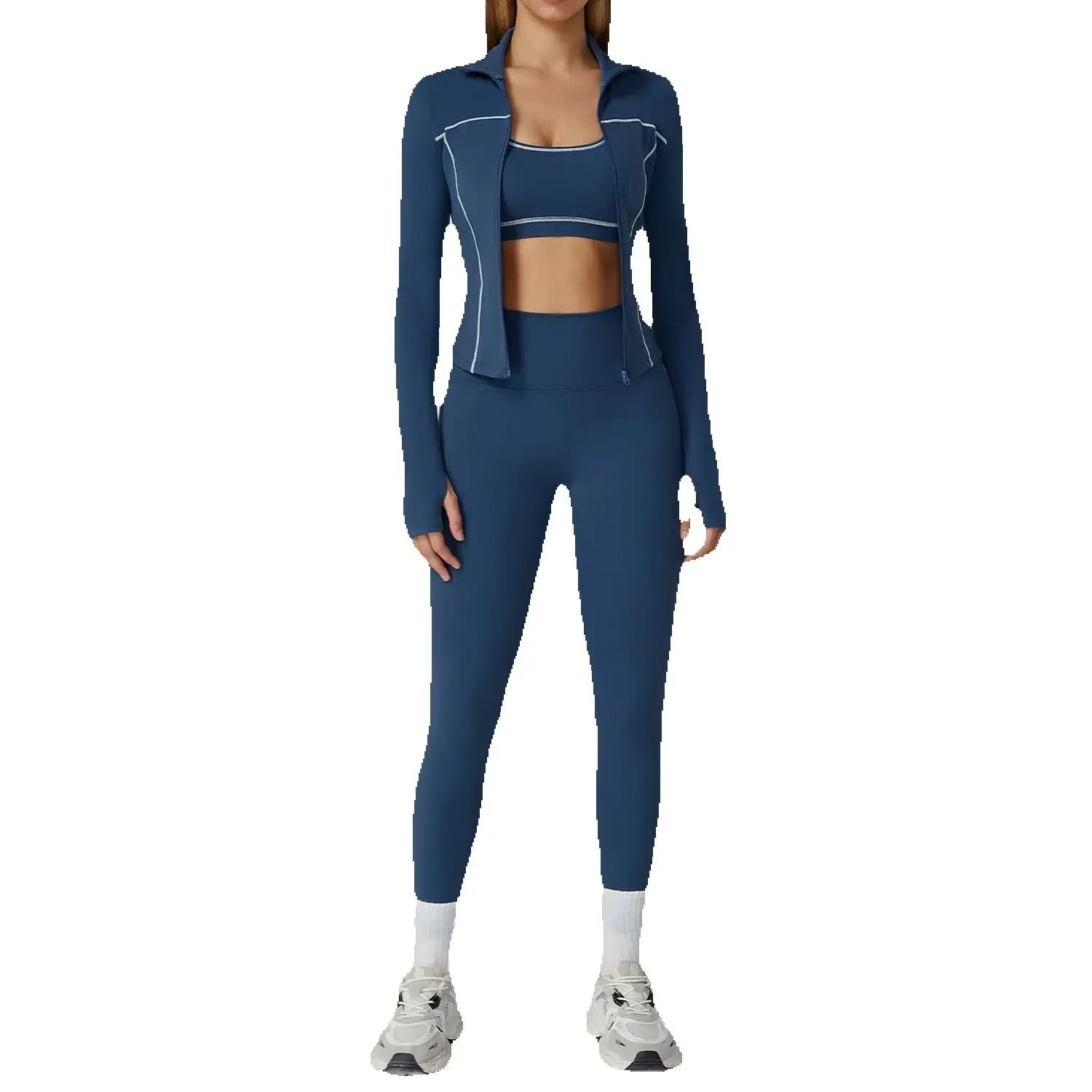 Set di vestiti da yoga 2/3 pezzi Abbigliamento sportivo Completi da palestra Set sportivo da donna Leggings a vita alta Tuta da fitness Reggiseno da corsa Tuta da allenamento