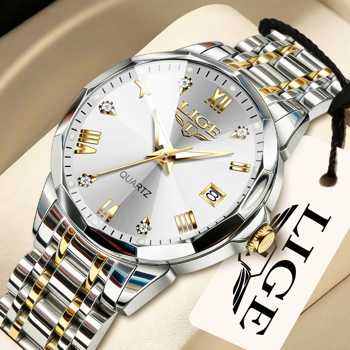 LIGE Elegante Orologio da Polso da Donna Ultrasottile Stile Nordico Semplice con Movimento al Quarzo, Bracciale in Acciaio Inossidabile alla Moda