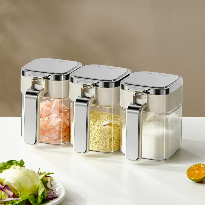 Sealed Seasoning Box Set, Kitchen Household Seasoning Tank, Monosodium Glutamate Salt Tank, Oil Pot Storage, Combined Seasoning