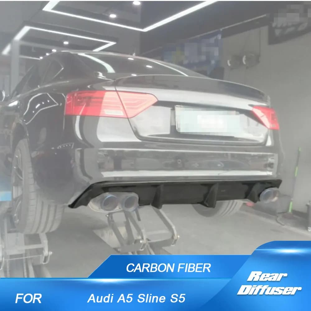 Carbon Fiber Rear Bumper Diffuser Lip Spoiler Fit for Audi A5 Sline S5 2012-2016