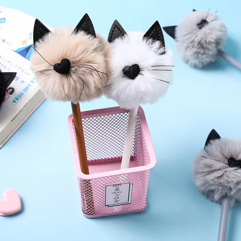 16 pezzi di peluche gatto penne gel simpatico gatto miaow penna per lo styling studente di cancelleria materiale scolastico kawaii di cancelleria
