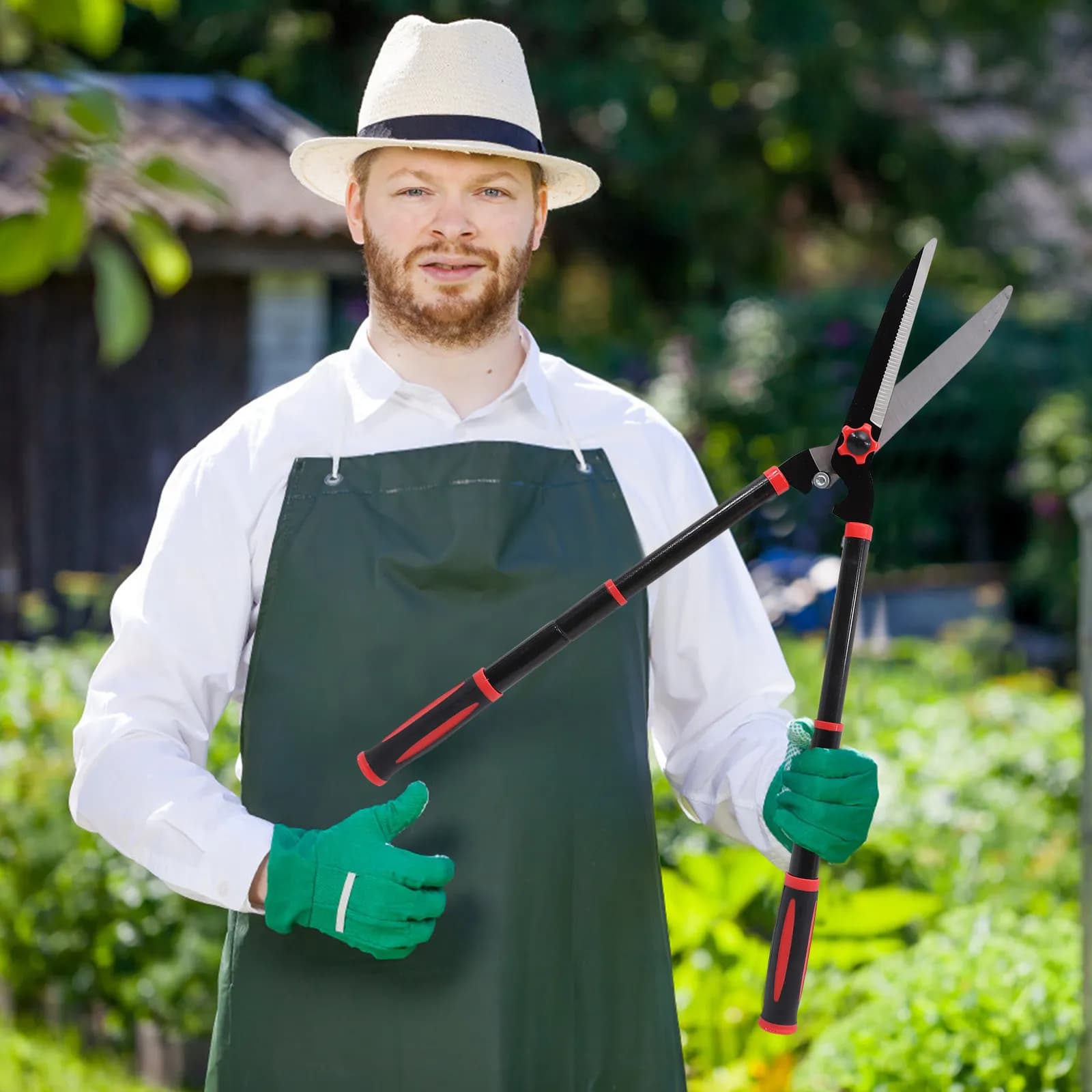 Forbici da Potatura Ergonomiche Estensibili con Lama Affilata in Acciaio SK5 e Impugnatura Antiscivolo per Arbusti, Fiori, Prato e Giardinaggio