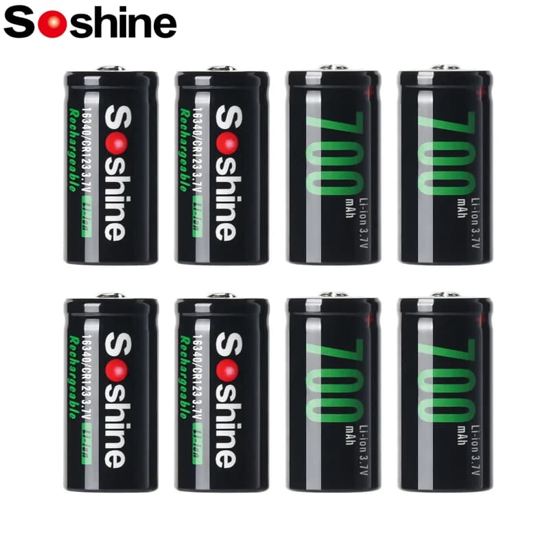 Soshine 700mAh 3.7V Batterie Al Litio RCR123 16340 Li-Ion Batteria Ricaricabile per Torcia Elettrica Allarme Fumo Macchina Fotografica contatore dell'acqua giocattolo