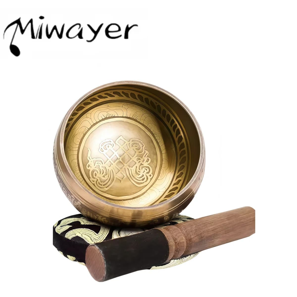Miwayer Complete Tibetan Singing Bowl Set, Totem Sound Bowl with Lucky Knot & Mallet, Meditation Yoga Chanting Gift for Blessing