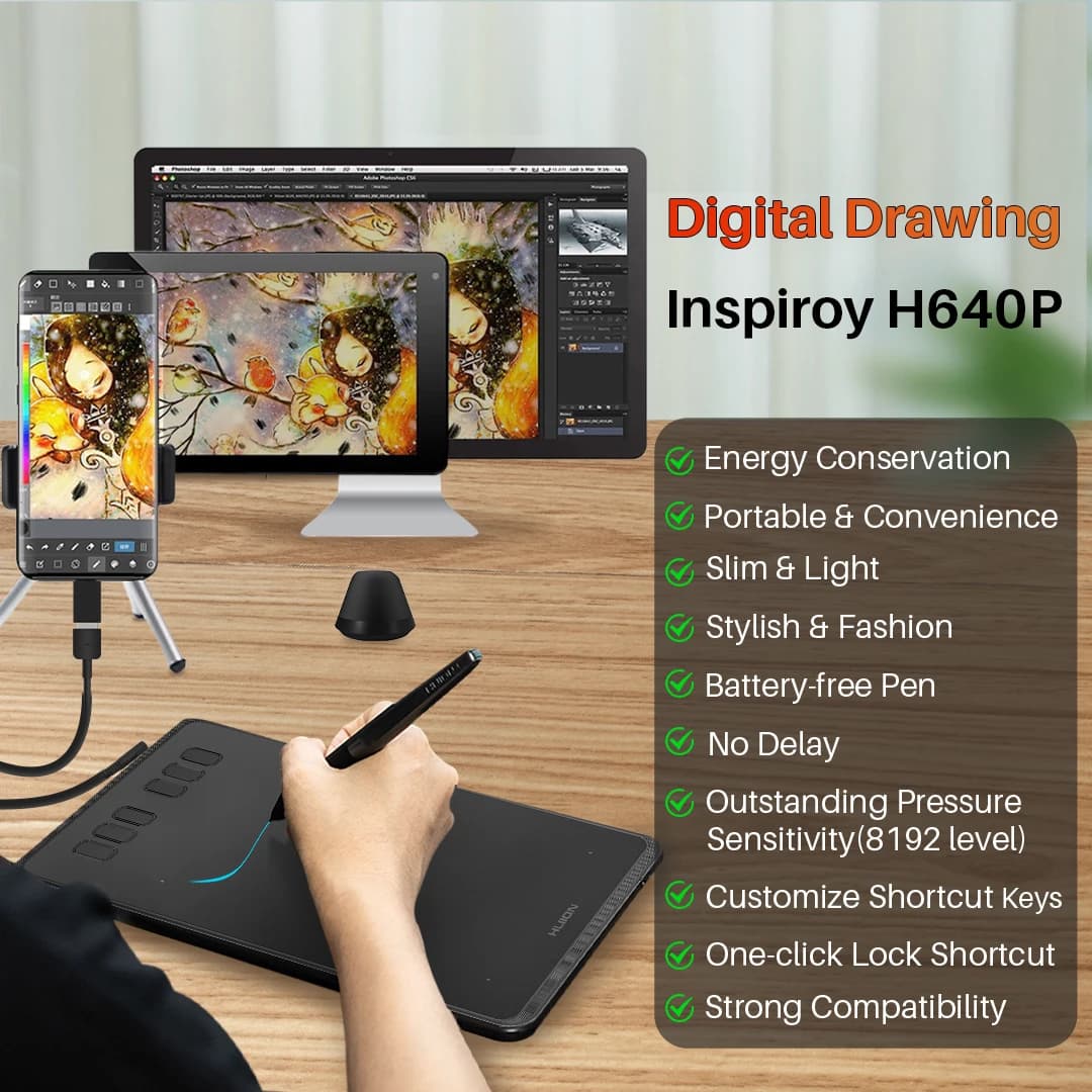 NEWProfessional Design 8192 Levels Electronic Battery Free Digital Pen Handwriting Drawing Graphic Tablet for Animation