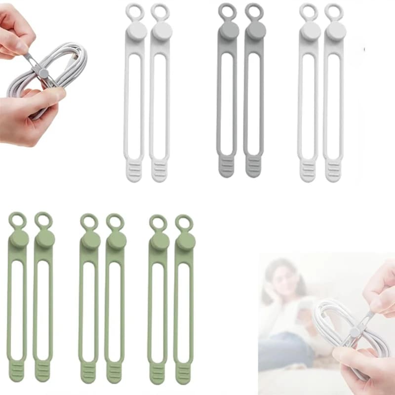Confezione da 10 elastici in silicone riutilizzabili: organizer per cavi per la gestione di fili, bobine e cavi