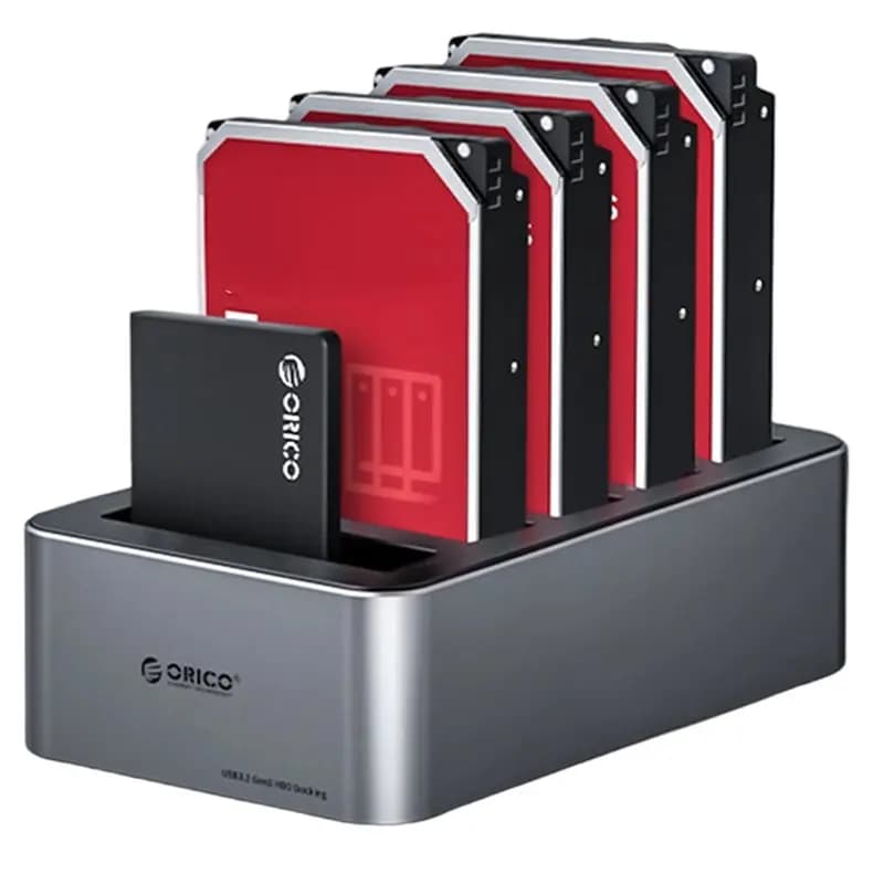 Docking Station ORICO per Hard Disk da 2.5/3.5 Pollici, Enclosure SATA SSD/HDD USB-C 3.2 Gen 1, Duplicatore con Clonazione Offline, Spina EU