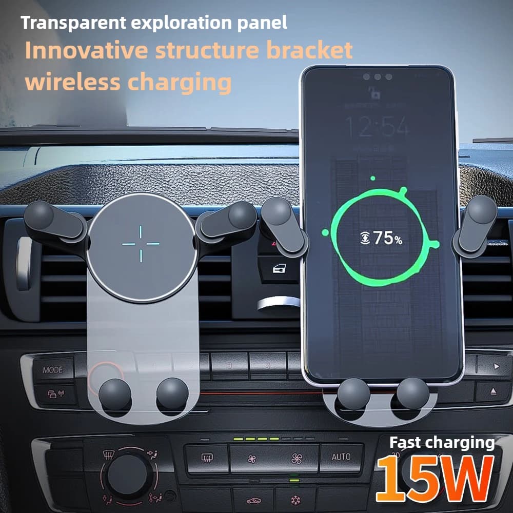15W Wireless Car Wireless Charger Mobile Phone Holder Gravity Induction Car Air Outlet Fast Wireless Charging for iPhone Samsung